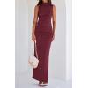 imageBTFBM Summer Two Piece Skirt Set for Women 2025 Dressy Lightweight Sleeveless Knit Top Going Out Split Maxi Skirt SetWine Red