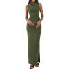 imageBTFBM Summer Two Piece Skirt Set for Women 2025 Dressy Lightweight Sleeveless Knit Top Going Out Split Maxi Skirt SetArmy Green