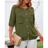 imageBTFBM Short Sleeve Cardigans for Women Button Up Sweaters Y2k Spring Summer 2025 Crew Neck Business Casual Work ClothesArmy Green