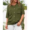 imageBTFBM Short Sleeve Cardigans for Women Button Up Sweaters Y2k Spring Summer 2025 Crew Neck Business Casual Work ClothesArmy Green