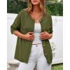 imageBTFBM Short Sleeve Cardigans for Women Button Up Sweaters Y2k Spring Summer 2025 Crew Neck Business Casual Work ClothesArmy Green