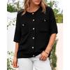 imageBTFBM Short Sleeve Cardigans for Women Button Up Sweaters Y2k Spring Summer 2025 Crew Neck Business Casual Work ClothesBlack