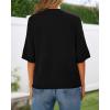 imageBTFBM Short Sleeve Cardigans for Women Button Up Sweaters Y2k Spring Summer 2025 Crew Neck Business Casual Work ClothesBlack
