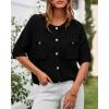 imageBTFBM Short Sleeve Cardigans for Women Button Up Sweaters Y2k Spring Summer 2025 Crew Neck Business Casual Work ClothesBlack