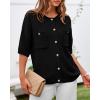 imageBTFBM Short Sleeve Cardigans for Women Button Up Sweaters Y2k Spring Summer 2025 Crew Neck Business Casual Work ClothesBlack