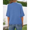 imageBTFBM Short Sleeve Cardigans for Women Button Up Sweaters Y2k Spring Summer 2025 Crew Neck Business Casual Work ClothesBlue