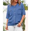 imageBTFBM Short Sleeve Cardigans for Women Button Up Sweaters Y2k Spring Summer 2025 Crew Neck Business Casual Work ClothesBlue
