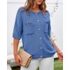 imageBTFBM Short Sleeve Cardigans for Women Button Up Sweaters Y2k Spring Summer 2025 Crew Neck Business Casual Work ClothesBlue