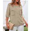imageBTFBM Short Sleeve Cardigans for Women Button Up Sweaters Y2k Spring Summer 2025 Crew Neck Business Casual Work ClothesLight Khaki
