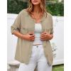 imageBTFBM Short Sleeve Cardigans for Women Button Up Sweaters Y2k Spring Summer 2025 Crew Neck Business Casual Work ClothesLight Khaki