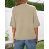 imageBTFBM Short Sleeve Cardigans for Women Button Up Sweaters Y2k Spring Summer 2025 Crew Neck Business Casual Work ClothesLight Khaki