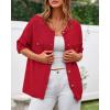 imageBTFBM Short Sleeve Cardigans for Women Button Up Sweaters Y2k Spring Summer 2025 Crew Neck Business Casual Work ClothesRed