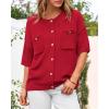 imageBTFBM Short Sleeve Cardigans for Women Button Up Sweaters Y2k Spring Summer 2025 Crew Neck Business Casual Work ClothesRed