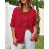 imageBTFBM Short Sleeve Cardigans for Women Button Up Sweaters Y2k Spring Summer 2025 Crew Neck Business Casual Work ClothesRed