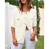 imageBTFBM Short Sleeve Cardigans for Women Button Up Sweaters Y2k Spring Summer 2025 Crew Neck Business Casual Work ClothesWhite