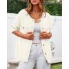 imageBTFBM Short Sleeve Cardigans for Women Button Up Sweaters Y2k Spring Summer 2025 Crew Neck Business Casual Work ClothesWhite
