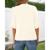 imageBTFBM Short Sleeve Cardigans for Women Button Up Sweaters Y2k Spring Summer 2025 Crew Neck Business Casual Work ClothesWhite