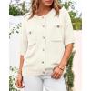 imageBTFBM Short Sleeve Cardigans for Women Button Up Sweaters Y2k Spring Summer 2025 Crew Neck Business Casual Work ClothesWhite