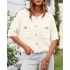 imageBTFBM Short Sleeve Cardigans for Women Button Up Sweaters Y2k Spring Summer 2025 Crew Neck Business Casual Work ClothesWhite