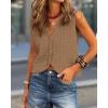 imageBTFBM Summer Sweater Vest for Women 2025 Sleeveless V Neck Button Up Cardigan Waffle Knit Tank Tops Spring ClothesKhaki