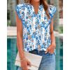 imageBTFBM Women Dressy Casual 2025 Summer Shirts Boho Floral Notched V Neck Ruffle Cap Sleeve Tops Business Work BlousesFloral White Blue