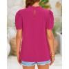 imageBTFBM Womens Dressy Casual Blouses Business Work Tops Lace Trim Short Sleeve Office Shirts 2025 Summer Spring OutfitsRose Red