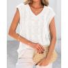 imageBTFBM Womens Oversized Sweater Vest 2025 Summer V Neck Casual Sleeveless Sweaters Loose Cable Knit Pullover TopsWhite