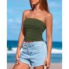 imageBTFBM Womens Strapless Tube Tops Summer Spring Clothes 2025 Trendy Casual Ruched Stretchy Going Out Bodycon Bandeau TopArmy Green