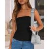 imageBTFBM Womens Strapless Tube Tops Summer Spring Clothes 2025 Trendy Casual Ruched Stretchy Going Out Bodycon Bandeau TopBlack