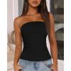 imageBTFBM Womens Strapless Tube Tops Summer Spring Clothes 2025 Trendy Casual Ruched Stretchy Going Out Bodycon Bandeau TopBlack