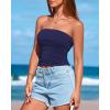imageBTFBM Womens Strapless Tube Tops Summer Spring Clothes 2025 Trendy Casual Ruched Stretchy Going Out Bodycon Bandeau TopNavy