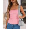 imageBTFBM Womens Strapless Tube Tops Summer Spring Clothes 2025 Trendy Casual Ruched Stretchy Going Out Bodycon Bandeau TopPink