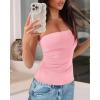 imageBTFBM Womens Strapless Tube Tops Summer Spring Clothes 2025 Trendy Casual Ruched Stretchy Going Out Bodycon Bandeau TopPink