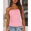 imageBTFBM Womens Strapless Tube Tops Summer Spring Clothes 2025 Trendy Casual Ruched Stretchy Going Out Bodycon Bandeau TopPink