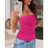 imageBTFBM Womens Strapless Tube Tops Summer Spring Clothes 2025 Trendy Casual Ruched Stretchy Going Out Bodycon Bandeau TopRose Red
