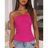 imageBTFBM Womens Strapless Tube Tops Summer Spring Clothes 2025 Trendy Casual Ruched Stretchy Going Out Bodycon Bandeau TopRose Red