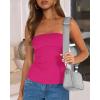 imageBTFBM Womens Strapless Tube Tops Summer Spring Clothes 2025 Trendy Casual Ruched Stretchy Going Out Bodycon Bandeau TopRose Red