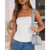 imageBTFBM Womens Strapless Tube Tops Summer Spring Clothes 2025 Trendy Casual Ruched Stretchy Going Out Bodycon Bandeau TopWhite