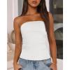 imageBTFBM Womens Strapless Tube Tops Summer Spring Clothes 2025 Trendy Casual Ruched Stretchy Going Out Bodycon Bandeau TopWhite