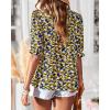 imageBTFBM Womens Summer Boho Shirt Top Ruffle Short Sleeve Frill Trim Mock Neck Floral Solid 2025 Casual Blouses Shirts TopsFloral Black