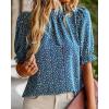imageBTFBM Womens Summer Boho Shirt Top Ruffle Short Sleeve Frill Trim Mock Neck Floral Solid 2025 Casual Blouses Shirts TopsFloral Blue