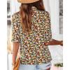 imageBTFBM Womens Summer Boho Shirt Top Ruffle Short Sleeve Frill Trim Mock Neck Floral Solid 2025 Casual Blouses Shirts TopsFloral Navy