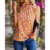 imageBTFBM Womens Summer Boho Shirt Top Ruffle Short Sleeve Frill Trim Mock Neck Floral Solid 2025 Casual Blouses Shirts TopsFloral Pink