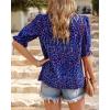 imageBTFBM Womens Summer Boho Shirt Top Ruffle Short Sleeve Frill Trim Mock Neck Floral Solid 2025 Casual Blouses Shirts TopsFloral Purple Blue