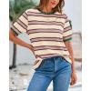 imageBTFBM Womens Summer Tops 2025 Crewneck Short Sleeve Striped T Shirts Casual Loose Lightweight Color Block Basic TeePink Apricot