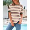 imageBTFBM Womens Summer Tops 2025 Crewneck Short Sleeve Striped T Shirts Casual Loose Lightweight Color Block Basic TeePink Apricot