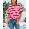 imageBTFBM Womens Summer Tops 2025 Crewneck Short Sleeve Striped T Shirts Casual Loose Lightweight Color Block Basic TeePink Rose Red