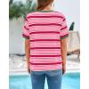 imageBTFBM Womens Summer Tops 2025 Crewneck Short Sleeve Striped T Shirts Casual Loose Lightweight Color Block Basic TeePink Rose Red