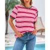 imageBTFBM Womens Summer Tops 2025 Crewneck Short Sleeve Striped T Shirts Casual Loose Lightweight Color Block Basic TeePink Rose Red