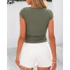 imageBTFBM Womens Summer Tops 2025 Ribbed T Shirts Crew Neck Short Sleeve Stretchy Ruched Slim Fit Workout Going Out TopArmy Green